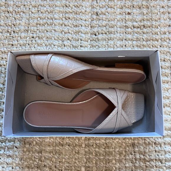 MALONE SOULIERS  perla croc embossed slide sandals Sz 41/US 11 - Picture 2 of 5